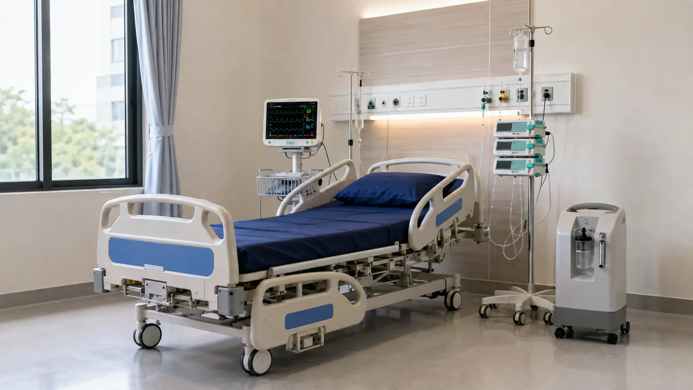 engineer demonstrating a newly commissioned patient monitor to hospital staff