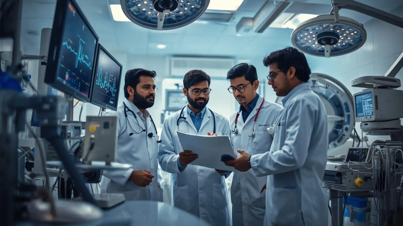 Wide range of hospital and diagnostic medical equipment on display